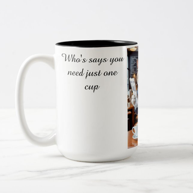 Tasse 2 Couleurs Grumpy Office Chat au café (Gauche)
