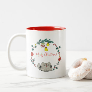 Tasse 2 Couleurs Guirlande personnalisée/de chat Noël