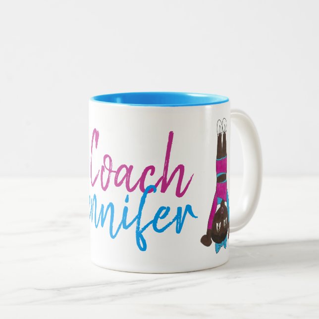 Tasse 2 Couleurs Gymnastique personnalisée Entraîneur Danse Enseign (Devant droit)