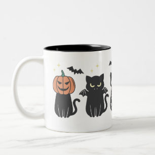 Tasse 2 Couleurs Halloween Chats noirs Éffrayant mignonne drôle
