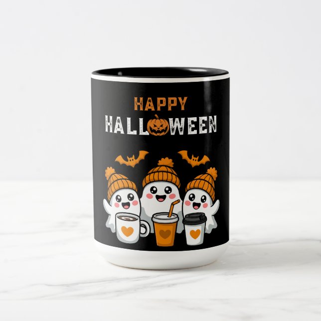 Tasse 2 Couleurs Halloween Citrouille fantôme (Centre)