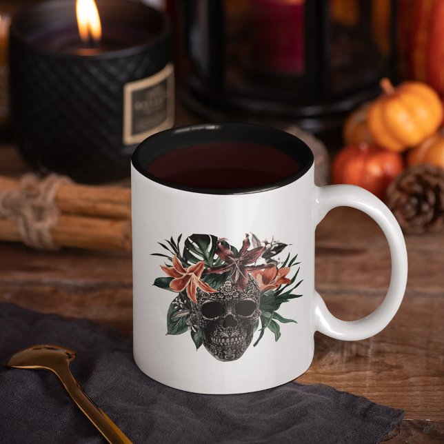Tasse 2 Couleurs Halloween florale tropicale (Créateur téléchargé)