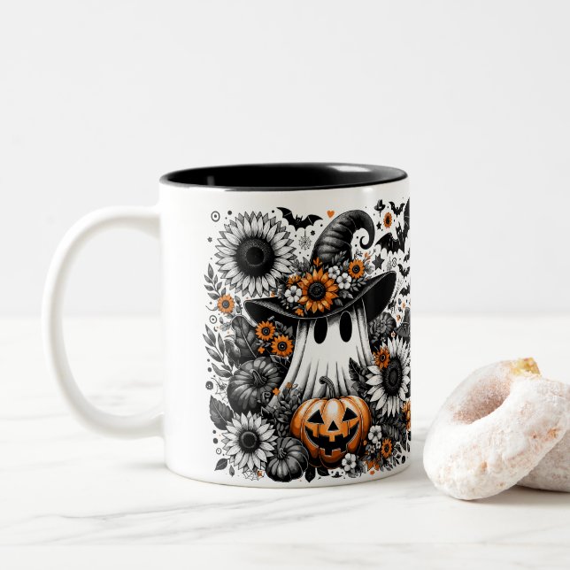 Tasse 2 Couleurs Halloween Ghost (Avec donut)