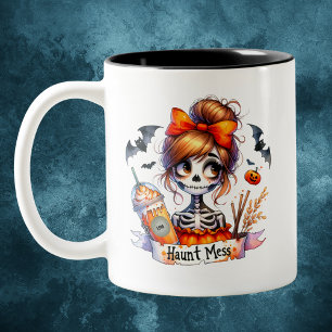 Tasse 2 Couleurs Halloween Haunt Mess Café Squelette Éffrayant Pers