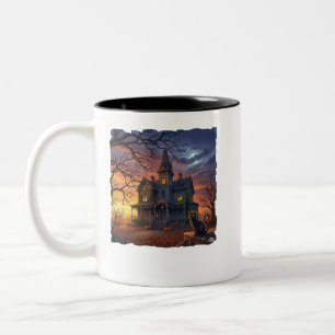 Tasse 2 Couleurs Halloween Maison hantée avec chat!