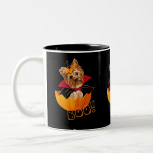 Tasse 2 Couleurs Halloween Yorkshire terrier citrouille