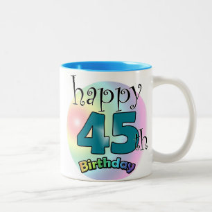 Tasse 2 Couleurs Happy 45th Birthday (bleu)