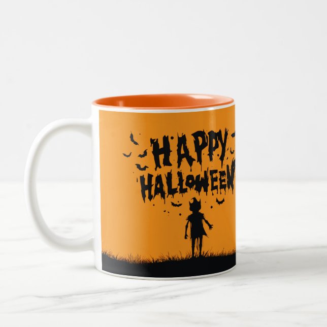 Tasse 2 Couleurs Happy Halloween:Mug with Mysterious Silhouette (Gauche)