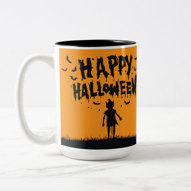 Tasse 2 Couleurs Happy Halloween:Mug with Mysterious Silhouette (Gauche)