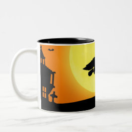 Tasse 2 Couleurs Happy Halloween Silhouette paysage