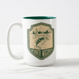 Tasse 2 Couleurs Haut du Wisconsin Nord Badge de pêche