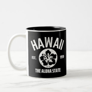 Tasse 2 Couleurs Hawaii l'état Aloha Graphique d'État Vintage