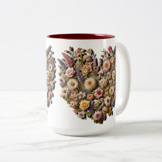 Tasse 2 Couleurs Heart-Shaped Wildflowers Design