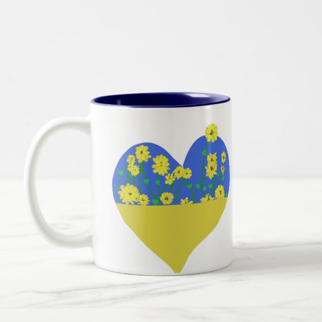 Tasse 2 Couleurs Heart Ukraine Flag With Sunflowers (Gauche)