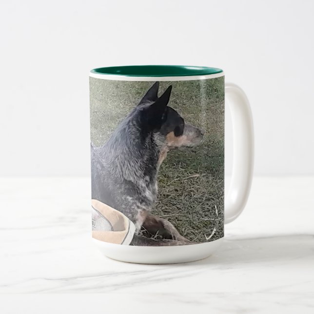Tasse 2 Couleurs Heeler bleu (Devant droit)