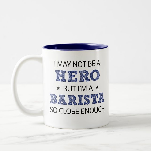 Tasse 2 Couleurs Héros Barista Humour (Gauche)