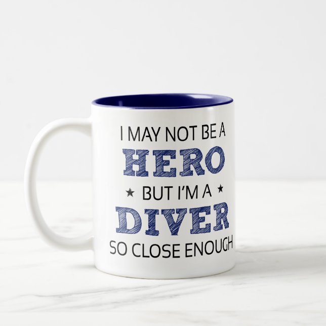 Tasse 2 Couleurs Héros de plongeur Humour nouveauté (Gauche)