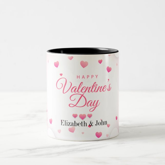 Tasse 2 Couleurs Heureuse Sainte-Valentin de Coeurs roses (Centre)