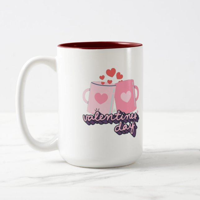 Tasse 2 Couleurs Heureuse Sainte-Valentin rose (Gauche)