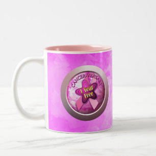 Tasse 2 Couleurs Heureux cancer versary