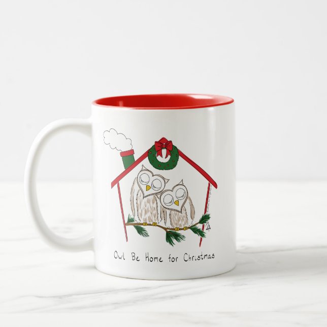 Tasse 2 Couleurs Hibou Noël mignon Enfants (Gauche)