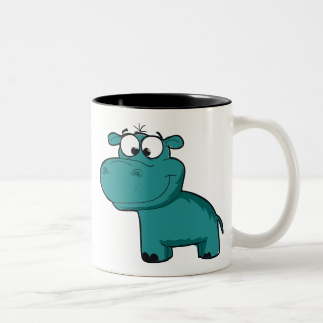 Tasse 2 Couleurs Hippo heureux bleu (Droit)