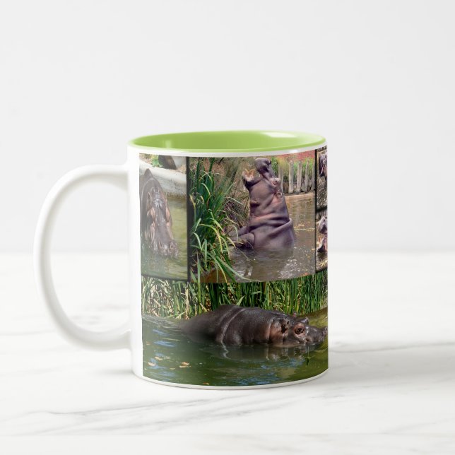 Tasse 2 Couleurs Hippo Photo Collage, (Gauche)