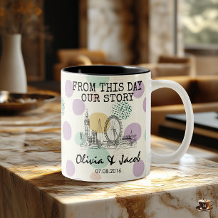 Tasse 2 Couleurs Histoire de Londres personnalisée - Line Art Landm
