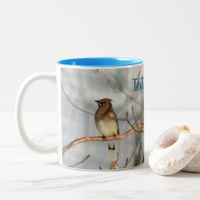 Tasse 2 Couleurs Hiver cirage Faune Nature Personnalisée (Avec donut)