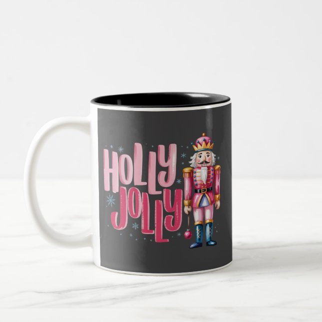 Tasse 2 Couleurs Holly Jolly Nutcracker Noël Coquette Preppy (Gauche)
