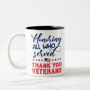 Tasse 2 Couleurs Hommage à tous ceux qui ont servi le drapeau milit