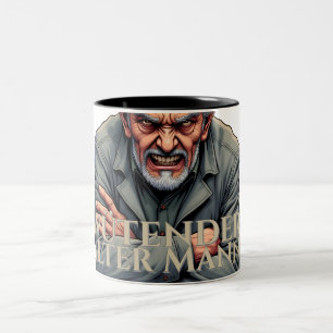 Tasse 2 Couleurs Homme âgé en colère – Illustration de dessin animé