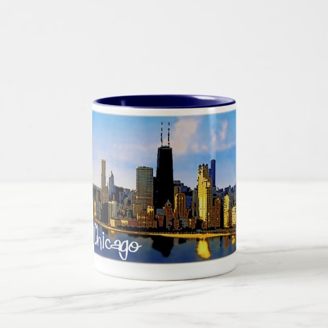 Tasse 2 Couleurs Horizon de Chicago (Centre)