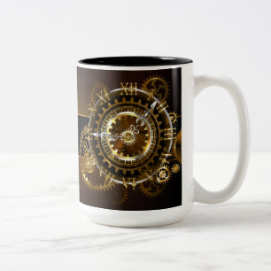 Tasse 2 Couleurs Horloge Steampunk avec des engrenages anciens
