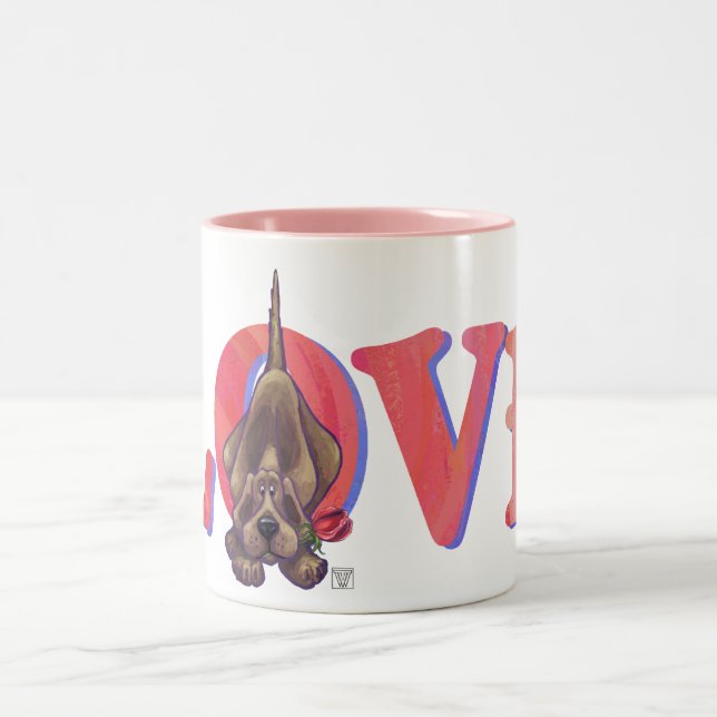 Tasse 2 Couleurs Hound Dog Valentine's Day (Centre)