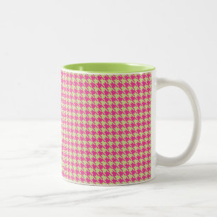 Tasse 2 Couleurs Houndstooth Hot Pink et Lemon Lime