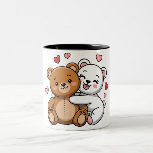 Tasse 2 Couleurs Hugs d'ours et battements de coeur
