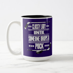 Tasse 2 Couleurs Humour de hockey féminin classique violet