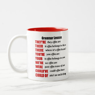 Tasse 2 Couleurs Humour de leçon de grammaire ils sont leurs là
