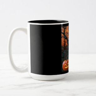 Tasse 2 Couleurs Humour de pierre gravée d'Halloween "Dawn Under"