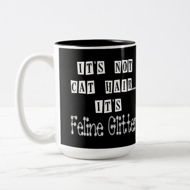 Tasse 2 Couleurs Humour Parties scintillant de chat (Gauche)