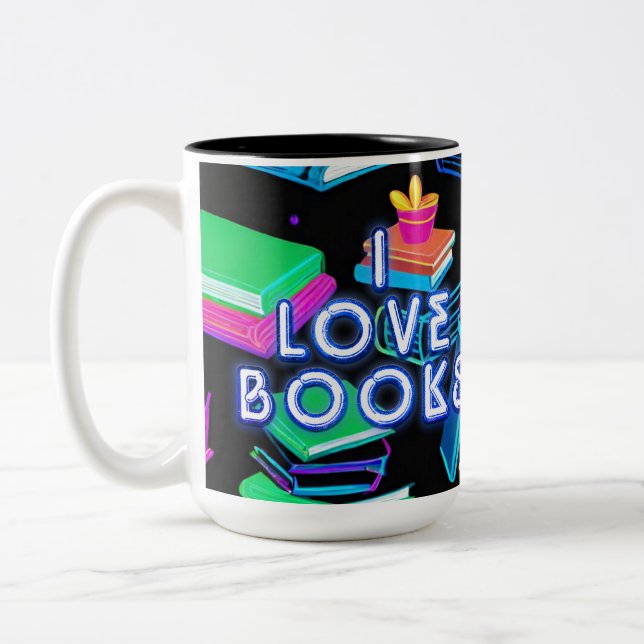 Tasse 2 Couleurs I Love Livres Colorful (Gauche)