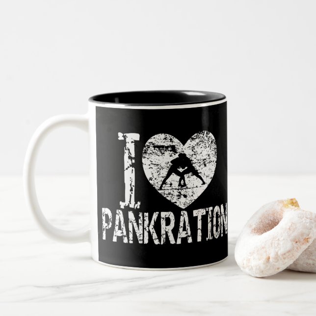 Tasse 2 Couleurs I Love Pankration Grunge Heart (Avec donut)