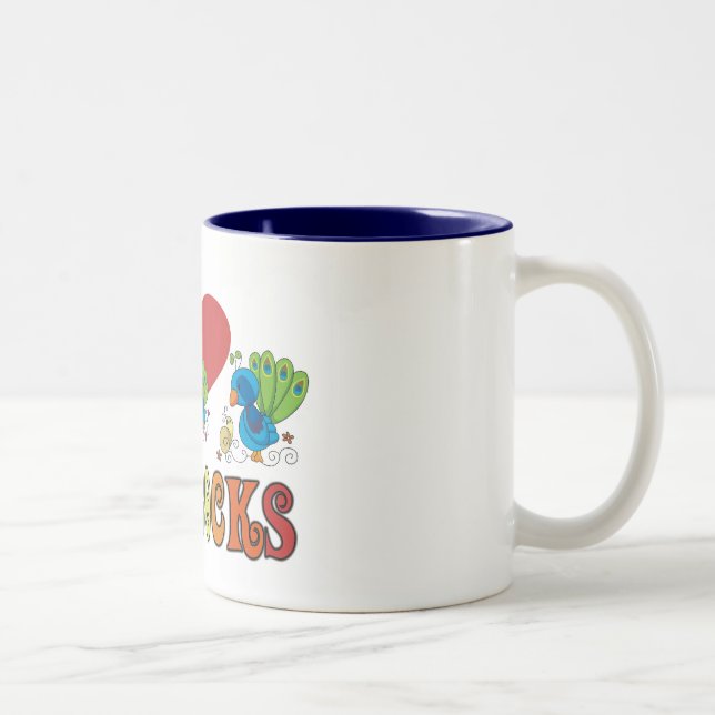 Tasse 2 Couleurs I Love Peacocks (Droit)