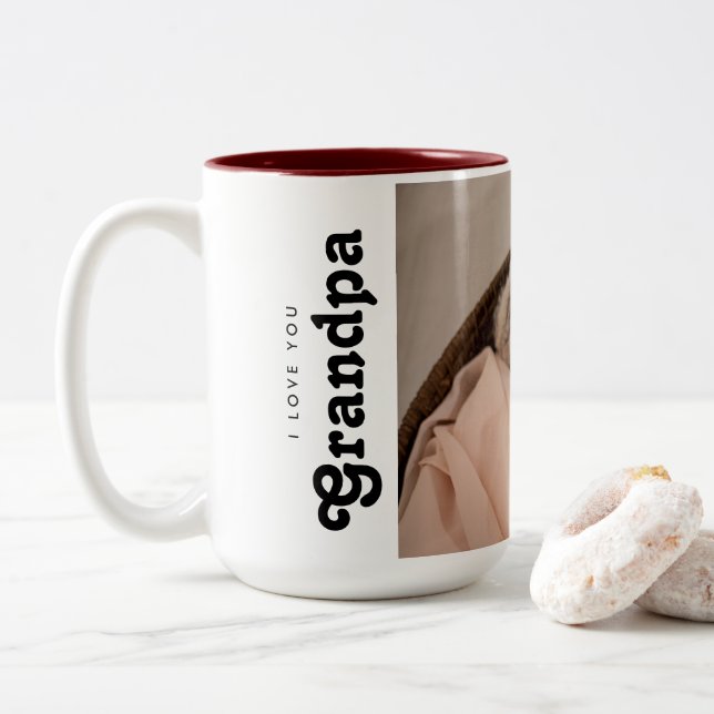 Tasse 2 Couleurs I love you Grandpa Photo from baby (Avec donut)