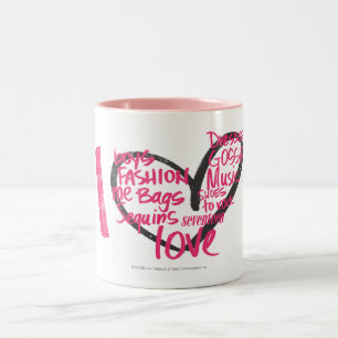 Tasse 2 Couleurs I magenta de graffiti de coeur