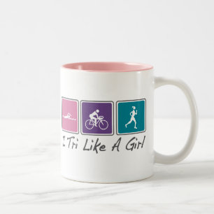 Tasse 2 Couleurs i tri comme une fille (Triathlete)