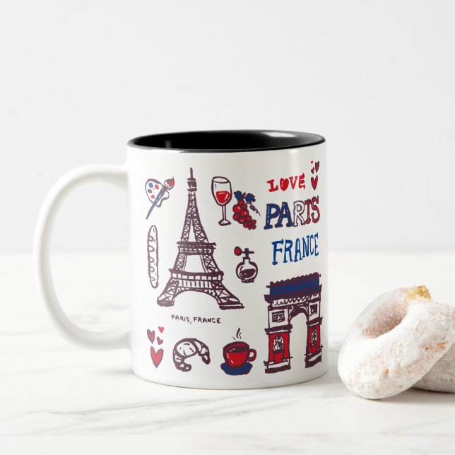 Tasse 2 Couleurs Icônes de Paris (Avec donut)