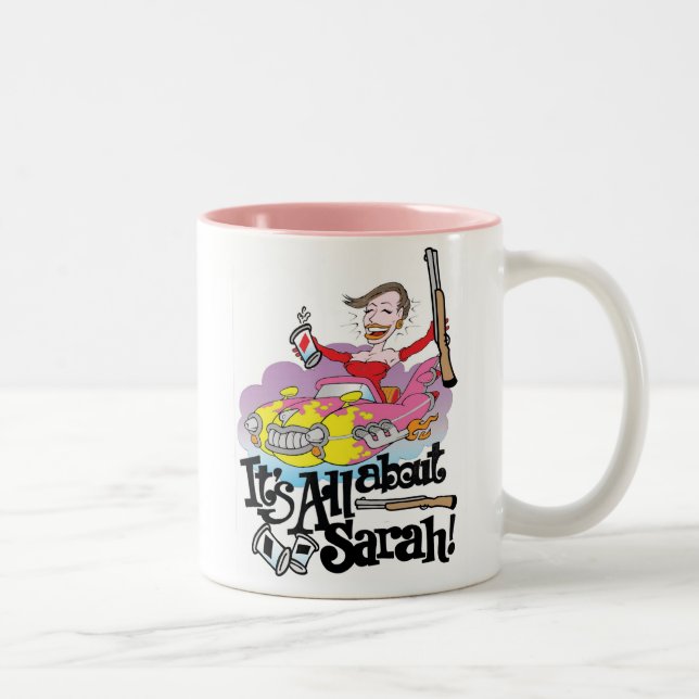 Tasse 2 Couleurs Il est tout au sujet de Sarah ! (Droit)