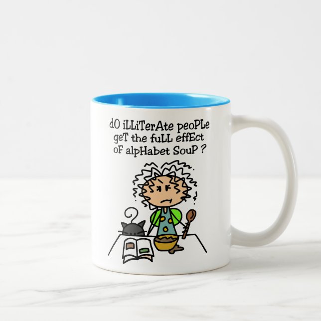 Tasse 2 Couleurs Illettrer l'Humour populaire (Droit)